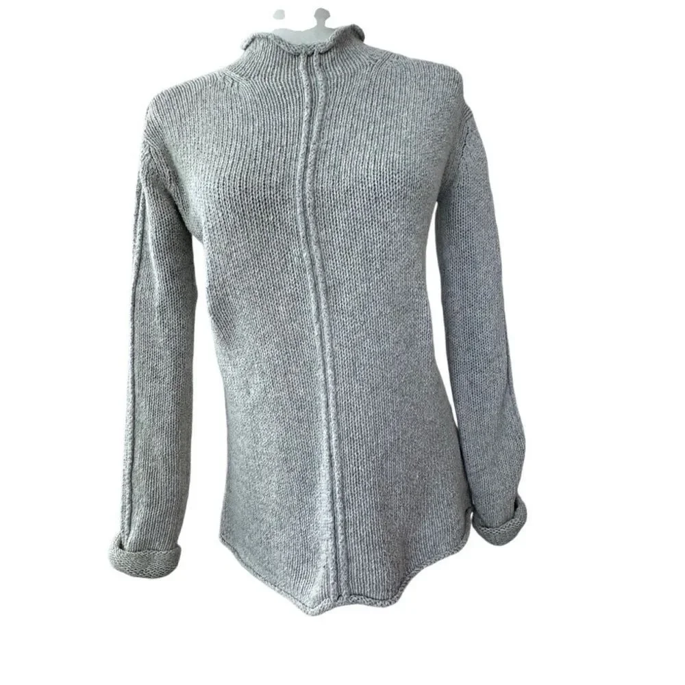 DKNY Jeans Sweater Mock Turtleneck Preppy Gray Knit Top SZ XS